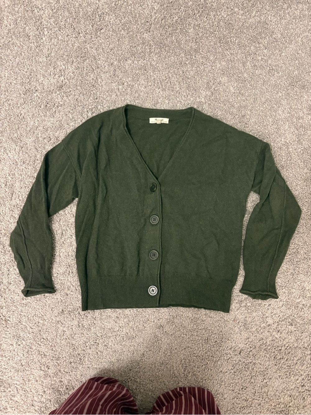 Madewell Recycled Cashmere Green V-Neck Cardigan
